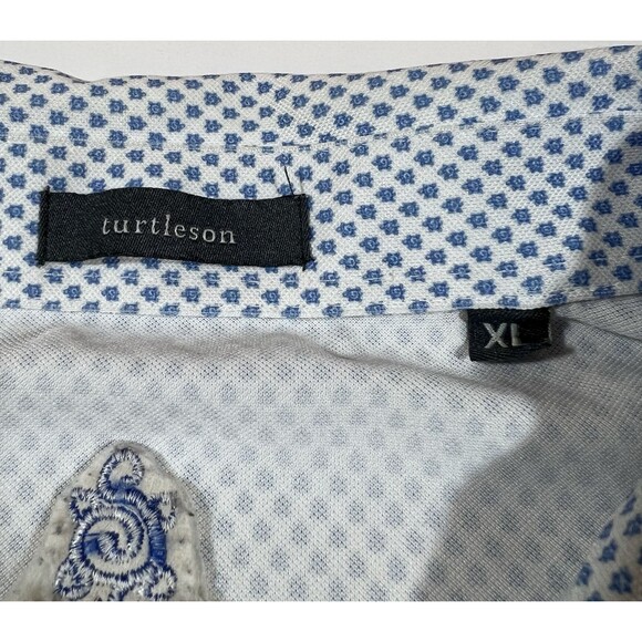 Turtleson Short Sleeve Golf Polo Shirt Geometric Print Embroidered Men s Large - Picture 7 of 10